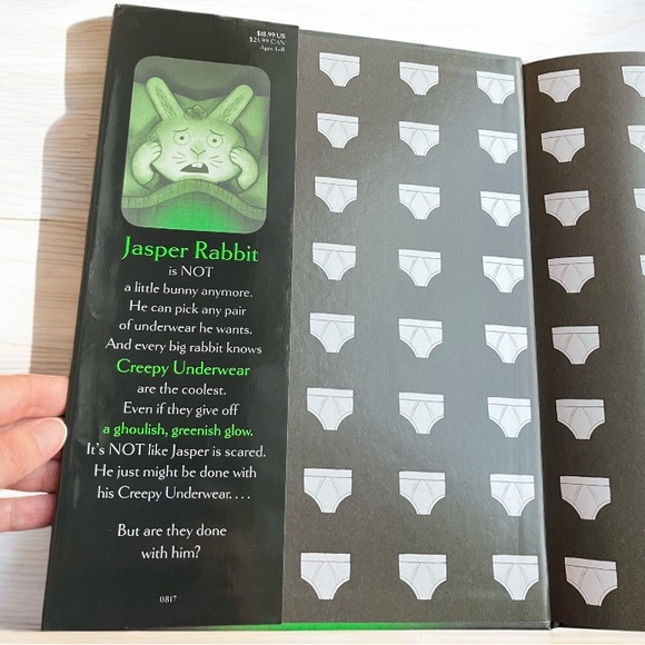 2/$25 NEW Creepy Pair of Underwear! Jasper Rabbit Hard Cover Picture Book - Picture 3 of 11